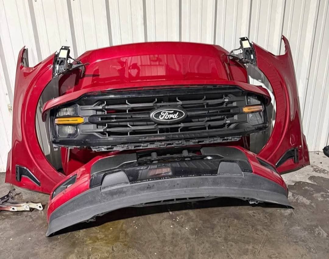 2023-2026 Ford F-150 Front clip 

Front bumper 
Right and left fenders 
Headlights 
Grille 
Hood